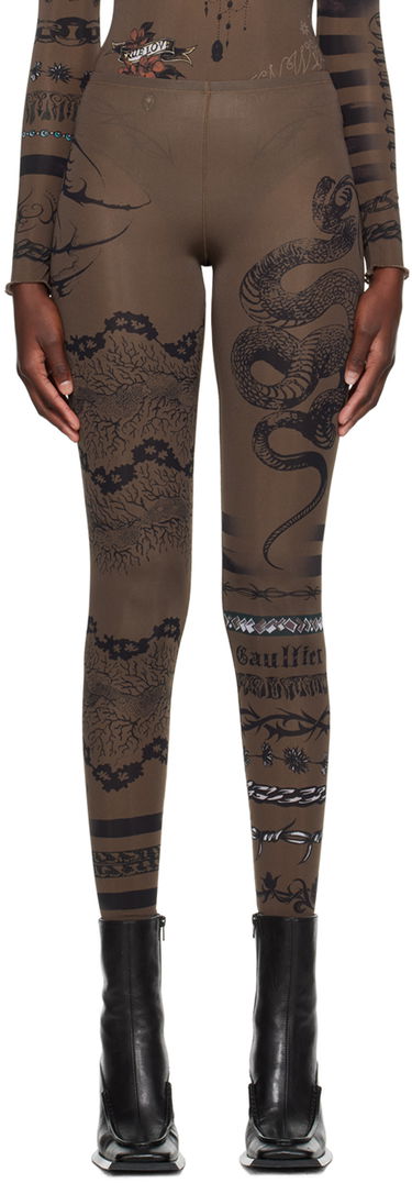 Клинове Jean Paul Gaultier Jean Paul Gaultier KNWLS Edition Tattoo Print Leggings Кафяво | 23/14-F-PA075-J524-700200, 0