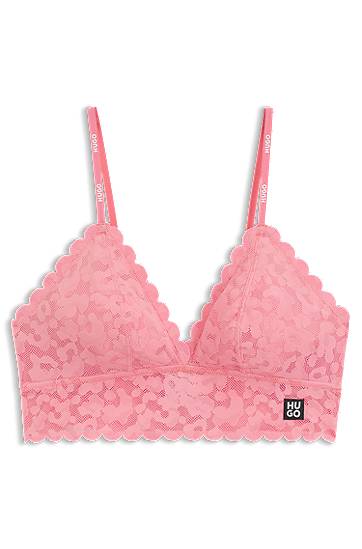 HUGO Women's Scalloped Leopard-Lace Triangle Bra