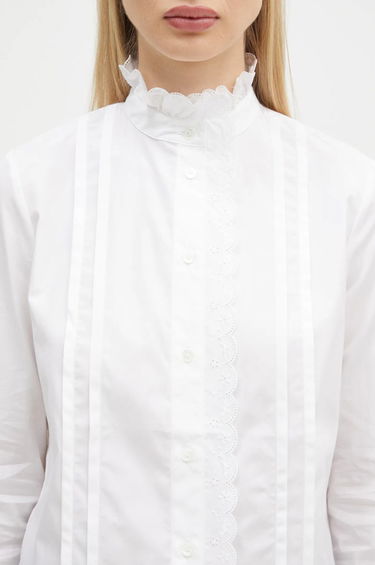 Риза MAISON KITSUNÉ Maison Kitsuné Craft Embroidery Stand Collar Shirt Бяло | NW00414WC5010, 3