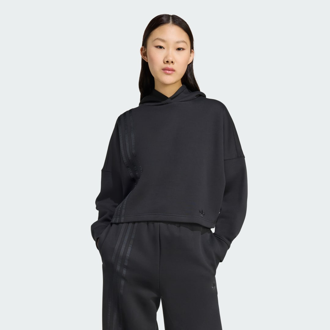Суитчър adidas Performance Off Placed 3-Stripes Cropped Hoodie Черно | JX2701, 0
