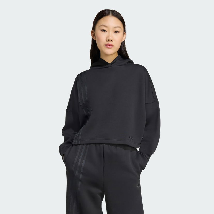 Суитчър adidas Performance Off Placed 3-Stripes Cropped Hoodie Черно | JX2701