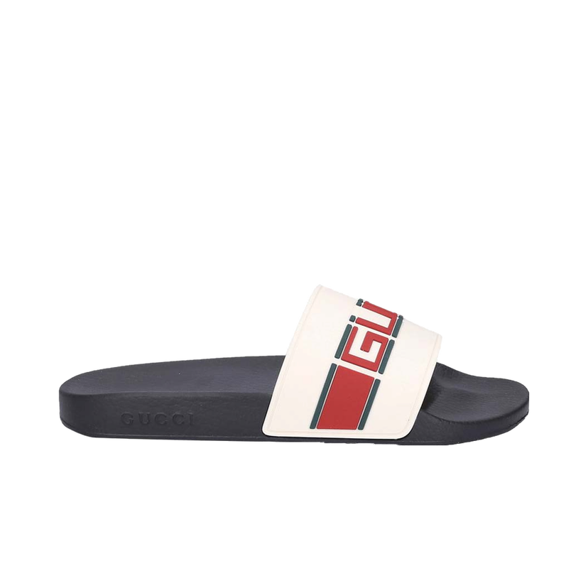 Кецове и обувки Gucci Stripe Rubber Slide White Red Green Зелено | 522884 JC200 9566