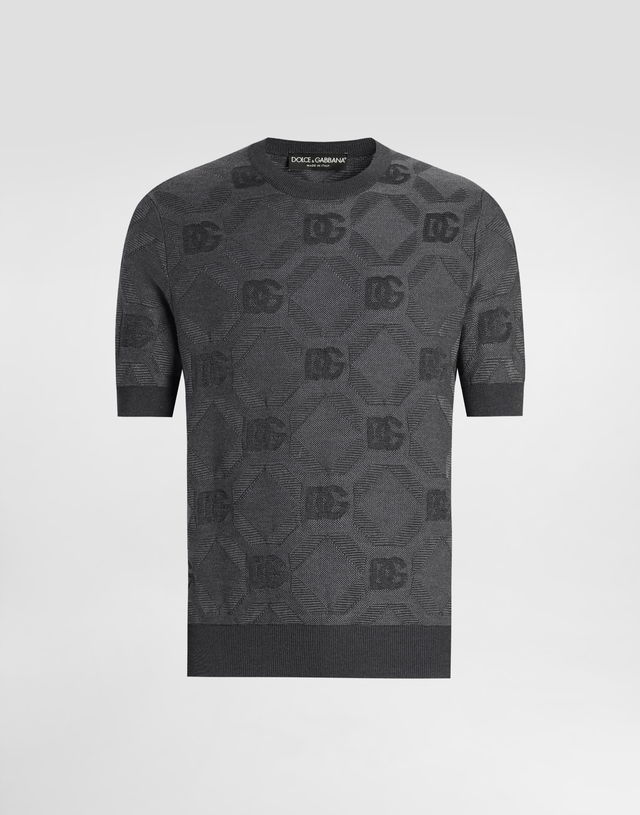 Dolce & Gabbana Silk Round-Neck Sweater with Jacquard Logo