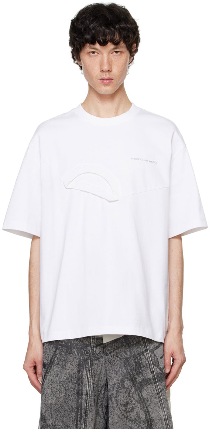 Тениска Feng Chen Wang Feng Chen Wang Paneled Collar T-Shirt Бяло | FF12TSH713, 0