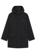 Water-repellent Hooded Puffer Parka with Split Logo