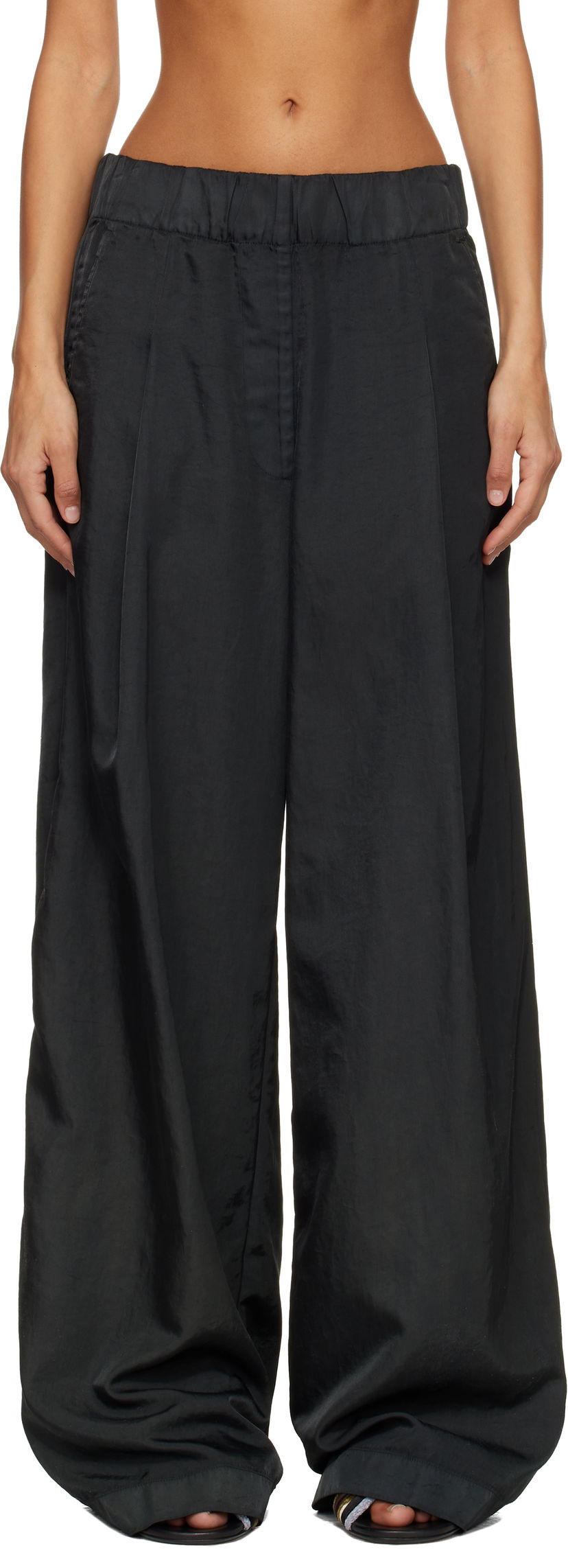 Панталони Dries Van Noten Dries Van Noten Overdyed Wide-Leg Trousers Черно | 252-010910-2158