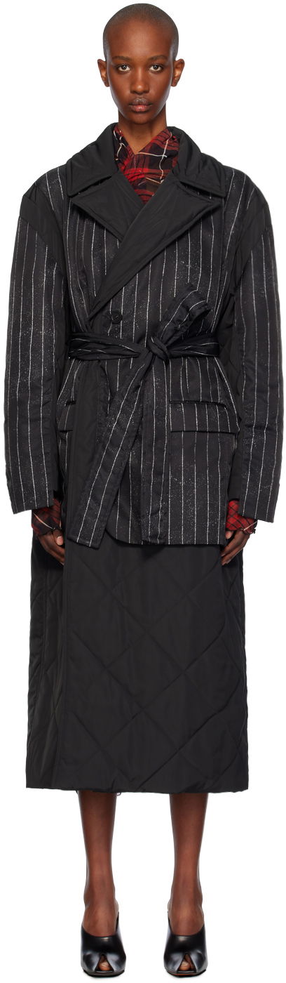 Тренчкот Jean Paul Gaultier Gaultier Pinstripe Long Coat Черно | 24/31-F-MA020-C065-000001, 0