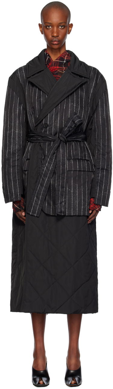 Тренчкот Jean Paul Gaultier Gaultier Pinstripe Long Coat Черно | 24/31-F-MA020-C065-000001, 0