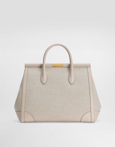Дамска чанта Dolce & Gabbana Dolce & Gabbana Marlene Fabric and Calfskin Handbag Бежово | BB7763A9AC88M043, 3