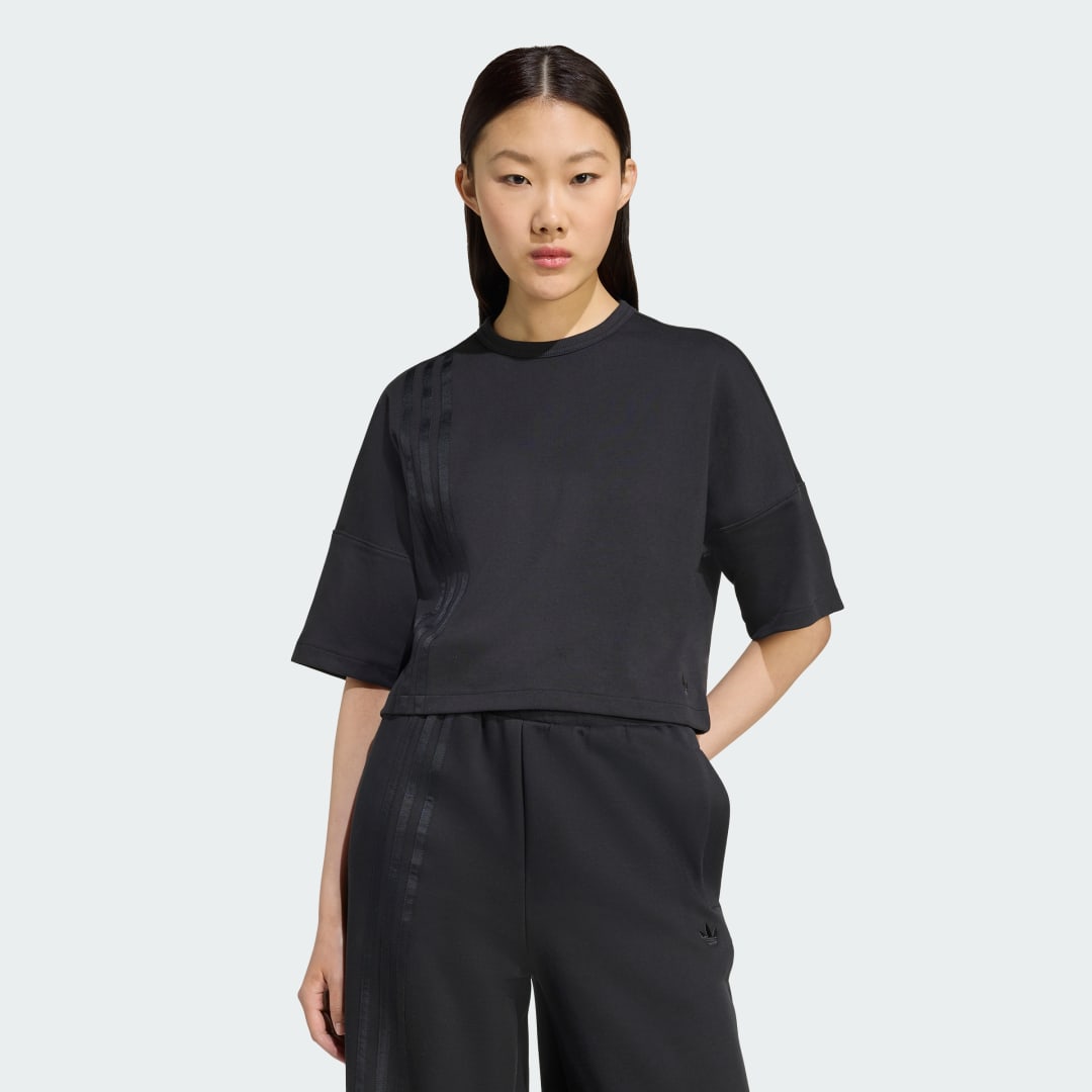 Тениска adidas Performance Off Placed 3-Stripes Cropped T-Shirt Черно | JX2707, 0