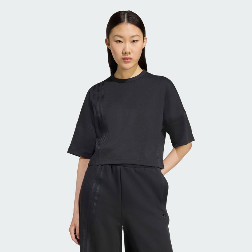 Тениска adidas Performance Off Placed 3-Stripes Cropped T-Shirt Черно | JX2707
