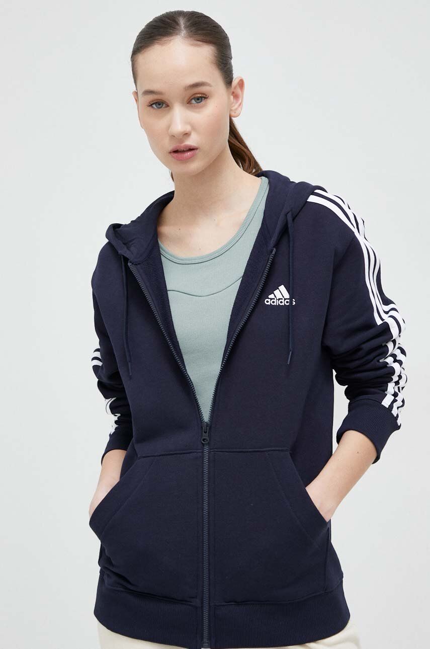 Суитчър adidas Originals Essentials 3-Stripes French Terry Regular Full-Zip Hoodie Тъмно синьо | IC9918, 0