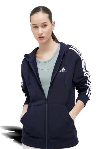 Суитчър adidas Originals Essentials 3-Stripes French Terry Regular Full-Zip Hoodie Тъмно синьо | IC9918