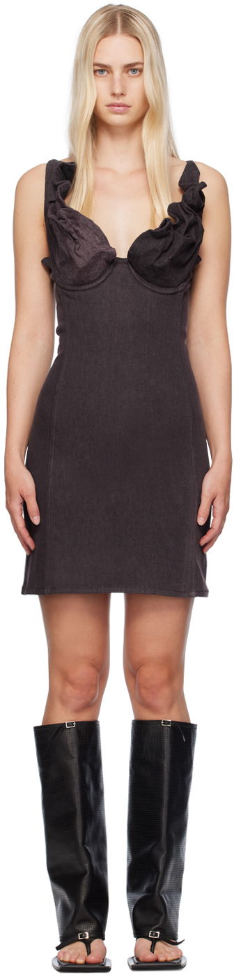 Pокля Y/PROJECT Plunging Neck Denim Minidress Черно | 107DR002, 0