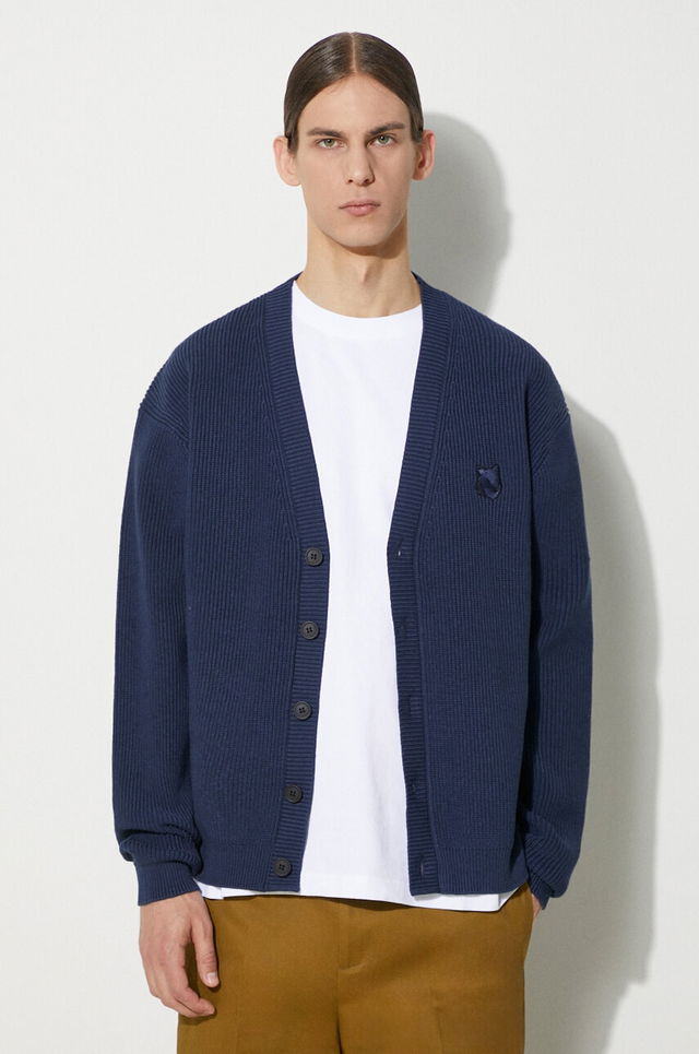 Neil Barrett Bold Fox Head Patch Comfort Ribbed Cardigan