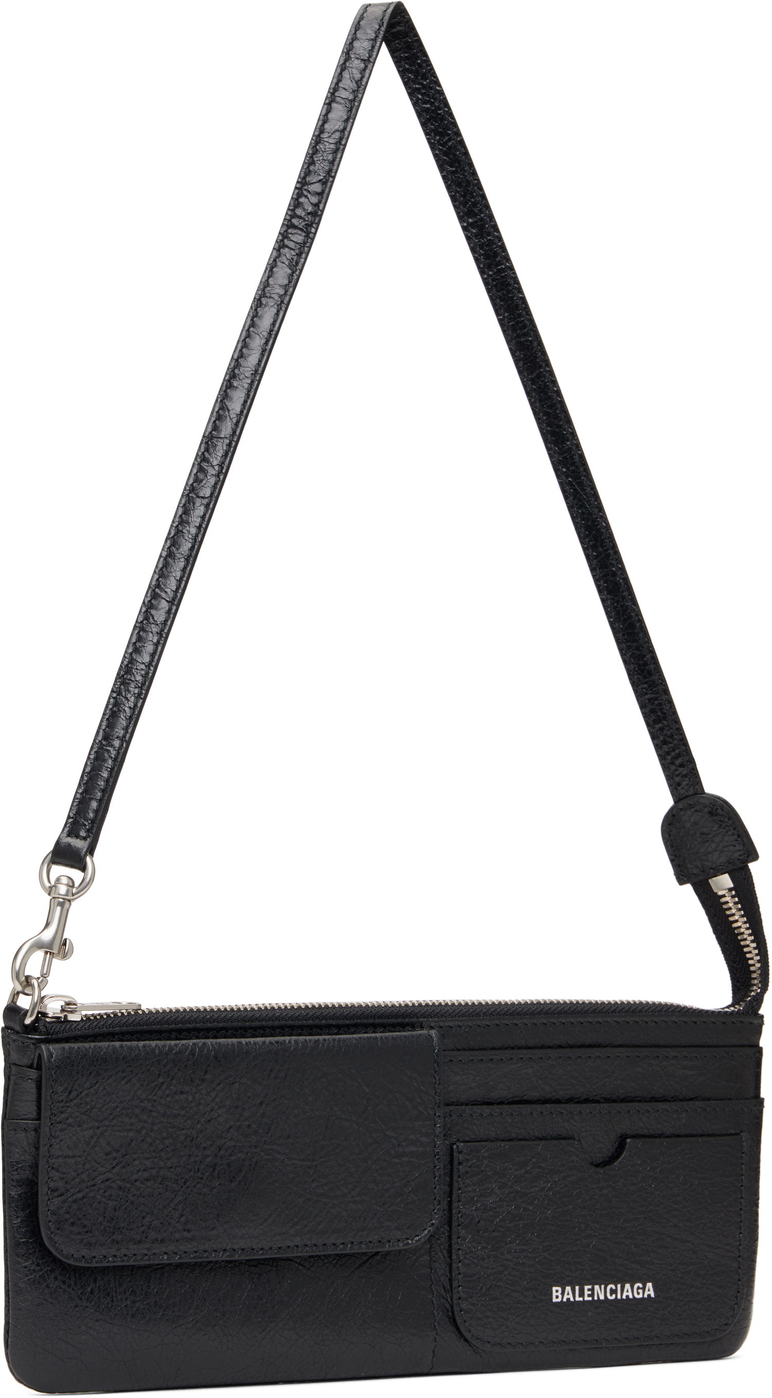 Портфейл Balenciaga Black Leather Superbusy Shoulder Pouch Bag Черно | 801956 2AA9Z, 1
