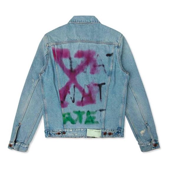Яке Off-White Off-White Spray Paint Graffiti Denim Jacket Синьо | OMYE005E193860457128