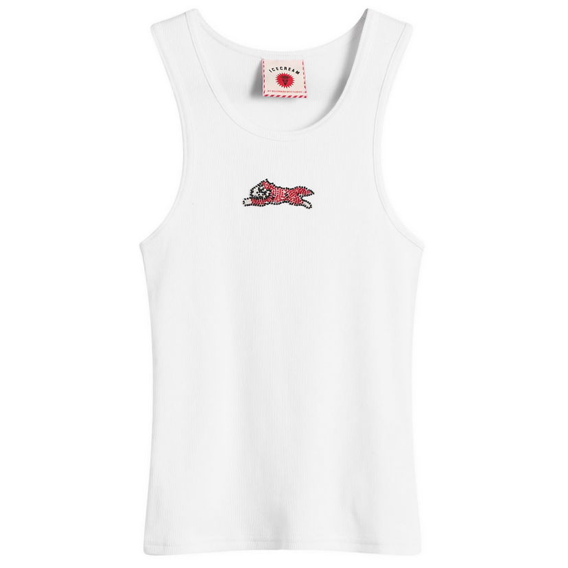 Потник BBC IceCream ICECREAM Beaded Running Dog Ribbed Vest Top, Size Large Бяло | ICWW25319-WHT