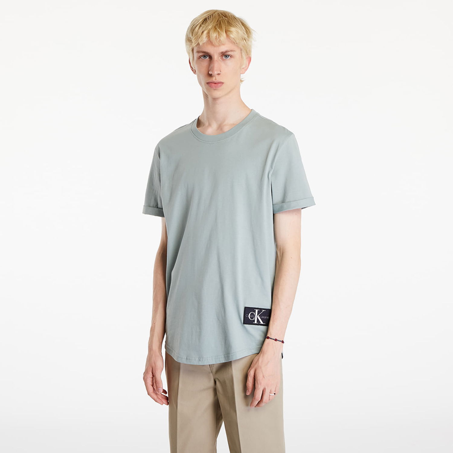 Тениска CALVIN KLEIN Badge Turn Up Short Sleeve T-Shirt Slate Gray Сиво | J30J323482 PFF, 0