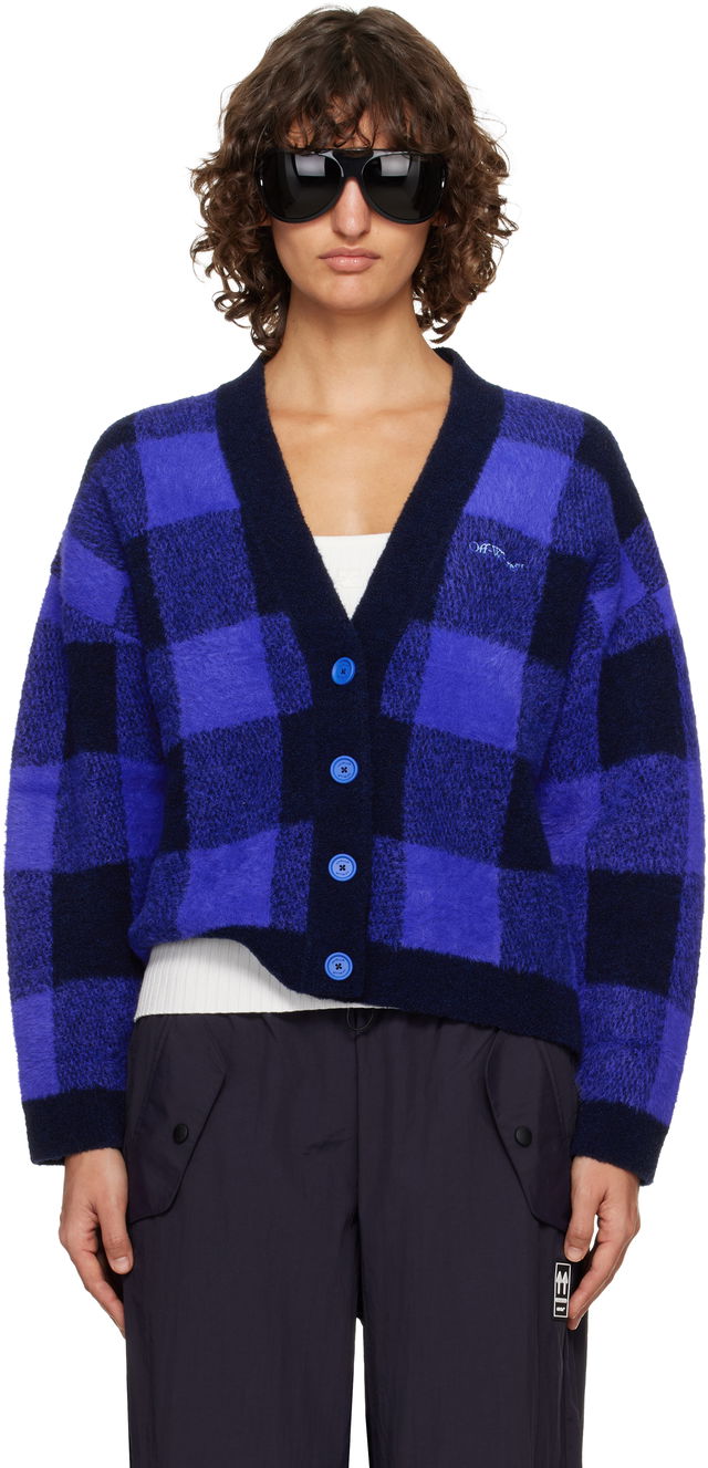 Jacquard Check Knit Cardigan