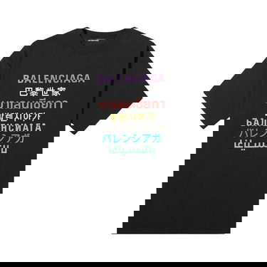 Тениска Balenciaga Languages Logo Tee Черно | 612966 TJVI3 2771, 1