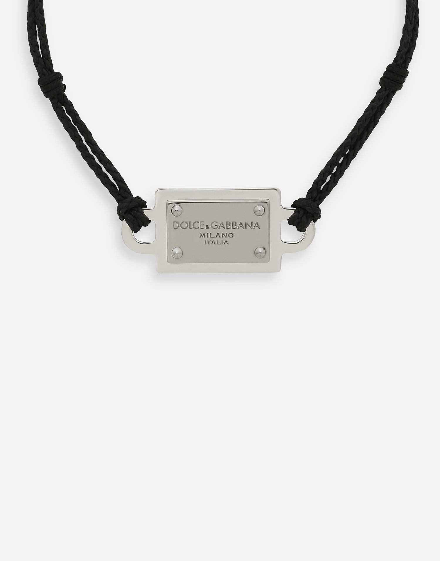 Гривна Dolce & Gabbana Adjustable Cord Bracelet With Metal Tag Черно | WBP5T1W1111N0012, 1