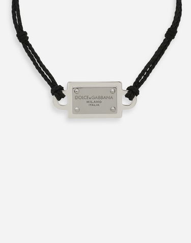 Гривна Dolce & Gabbana Adjustable Cord Bracelet With Metal Tag Черно | WBP5T1W1111N0012, 1
