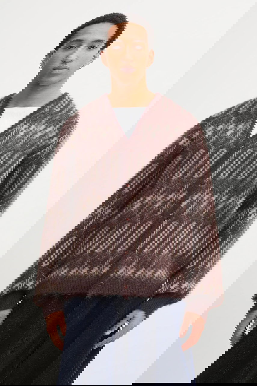 Пуловер Needles Geometric Mohair Blend Cardigan Кафяво | RW357, 0