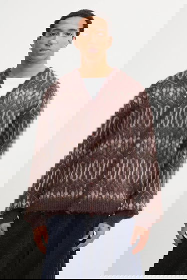 Пуловер Needles Geometric Mohair Blend Cardigan Кафяво | RW357, 0