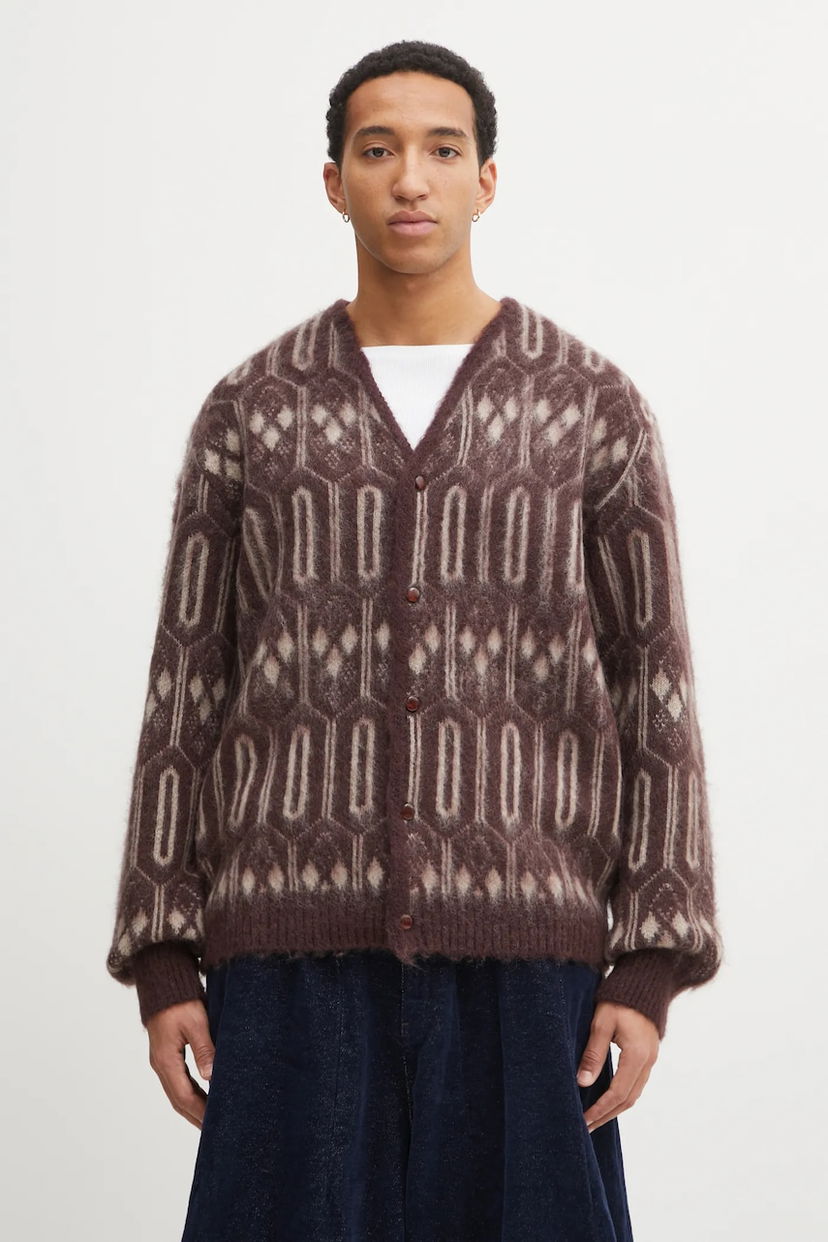 Пуловер Needles Geometric Mohair Blend Cardigan Кафяво | RW357