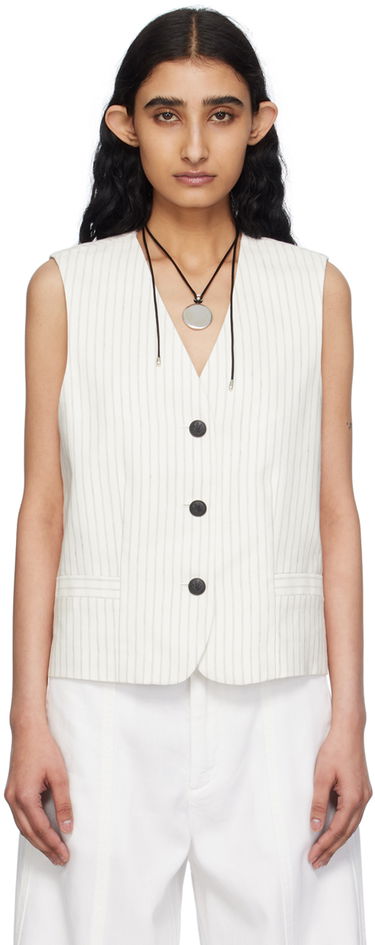 Жилетка rag & bone Erin Pinstriped Vest Бяло | WAW24P4017LI17, 0