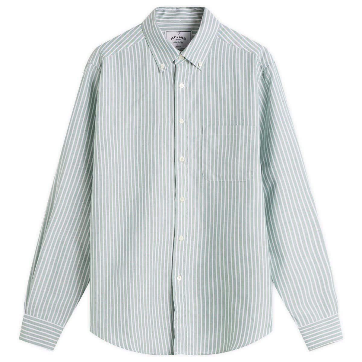 Риза Portuguese Flannel Belavista Stripe Button Down Oxford Shirt Зелено | AW250010-WBL, 1
