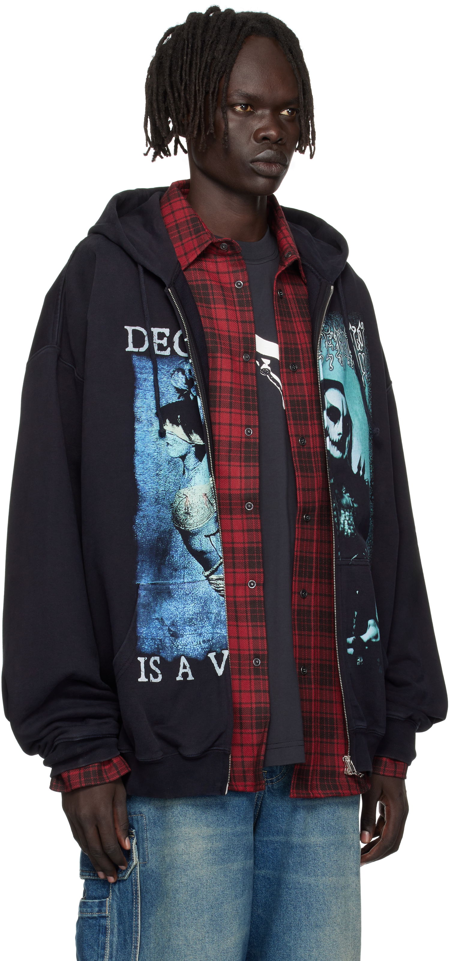 Суитчър VETEMENTS Vetements Cradle of Filth Cut-Up Oversized Zip-Up Hoodie Черно | UCF76ZU950BB, 1