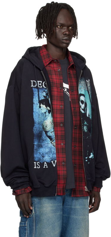 Суитчър VETEMENTS Vetements Cradle of Filth Cut-Up Oversized Zip-Up Hoodie Черно | UCF76ZU950BB, 1