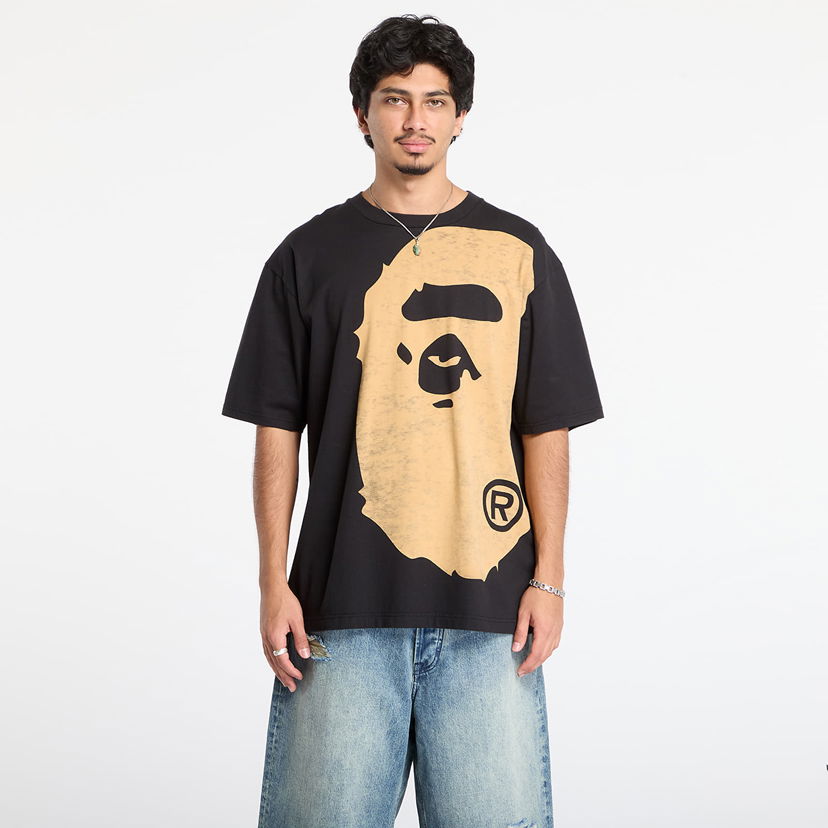 Тениска BAPE Bleached Big Ape Head Relaxed Fit Tee Черно | 001CSL801003MBLK