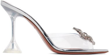 Аксесоари Amina Muaddi Amina Muaddi Rosie Glass Slipper Heeled Sandals Металик | ROSIE GLASS SLIPPER CL PVC, 0
