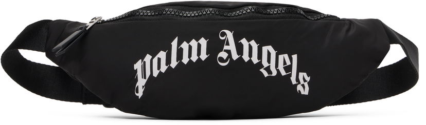 Чанта за кръста Palm Angels Kids Curved Logo Belt Bag Черно | PBNO005C99FAB0011001