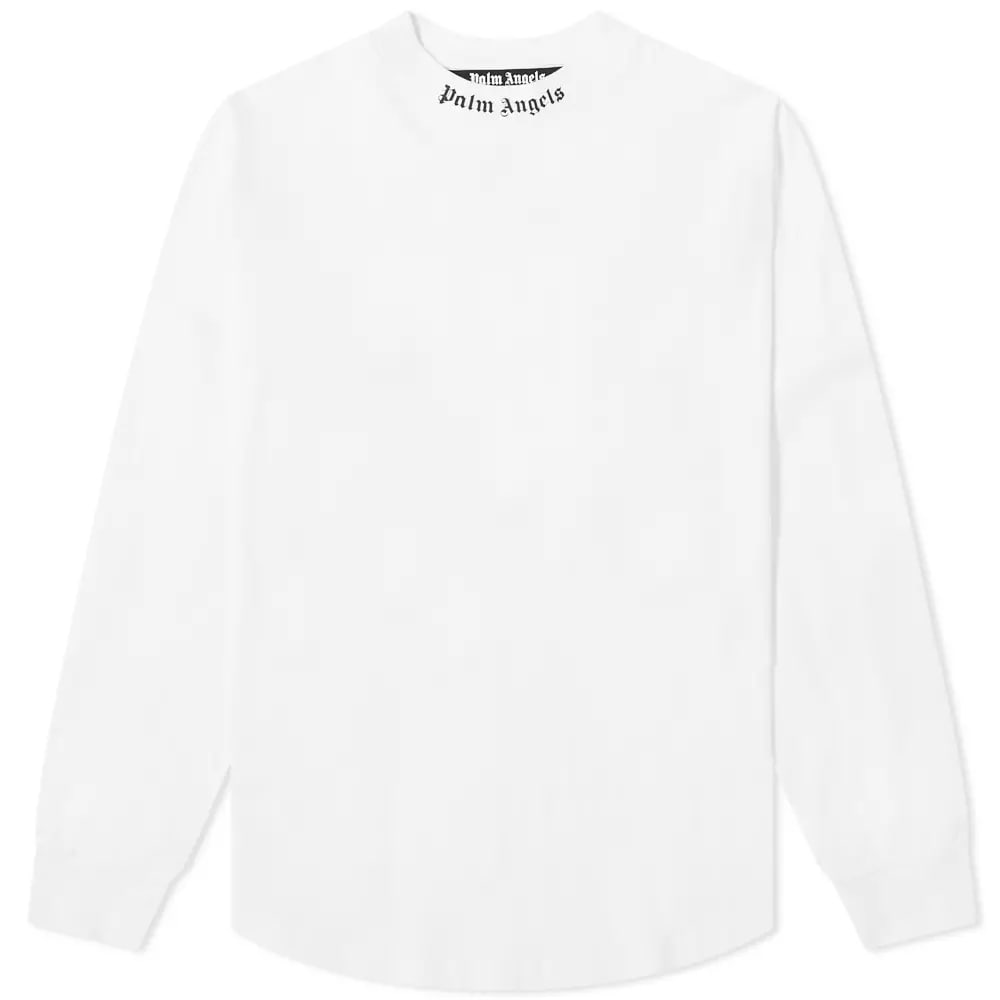 Тениска Palm Angels Long Sleeve Logo Mock Neck Tee Бяло | PMAB001R21JER0010110, 0