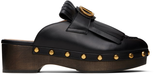 Valentino Garavani VLogo Signature Fringed Calfskin Clogs