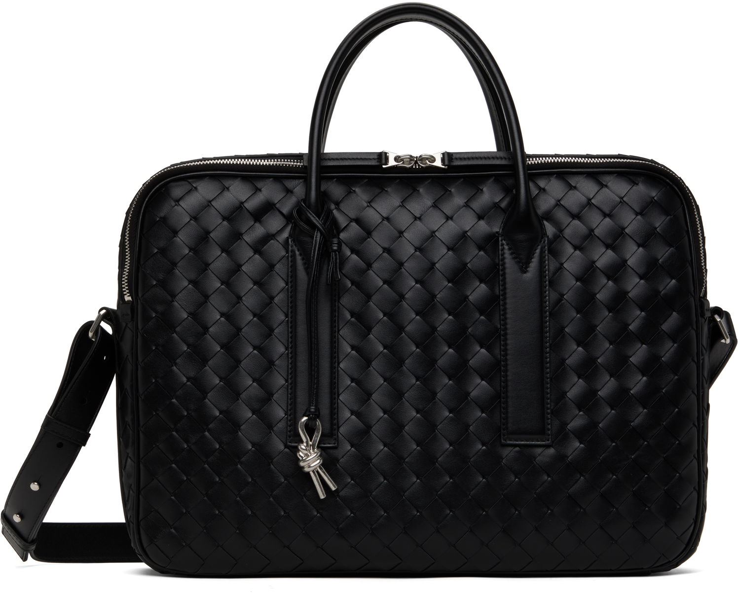 Чанта за пътуване Bottega Veneta Woven Leather Briefcase Черно | 766361V2HL18803, 0