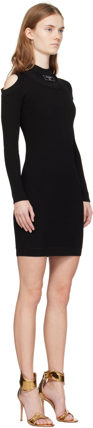 Pокля Balmain Balmain Shoulder Cut Knit Minidress Бежово | EF1R8291KI10, 4