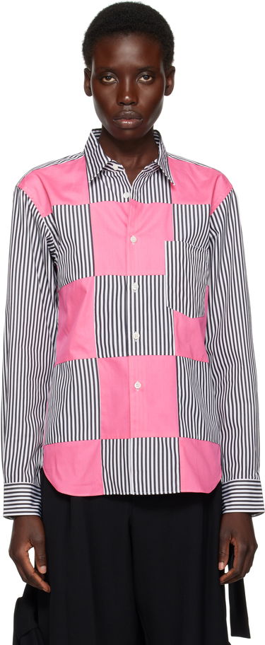 Риза Comme des Garçons Comme des Garçons Homme Plus Broad Stripe and Solid Panel Shirt Розово | PO-B002-051, 0