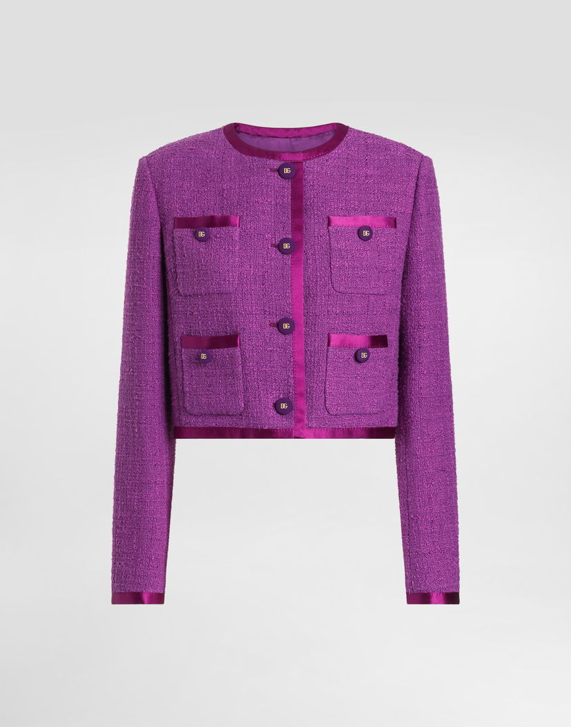Яке Dolce & Gabbana Dolce & Gabbana Rachel Tweed Single-Breasted Jacket Лилаво | F27GOTFMTACF0571
