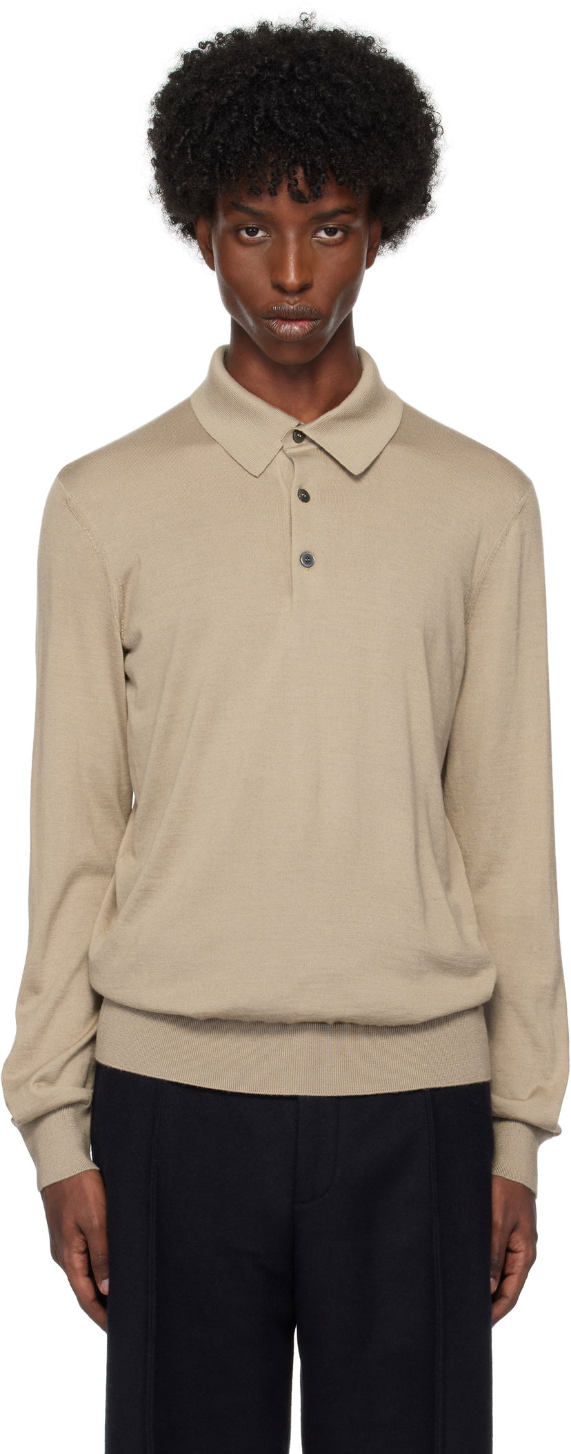 Поло тениска ZEGNA Polo Shirt Long Sleeve Бежово | UEJ00A8-132