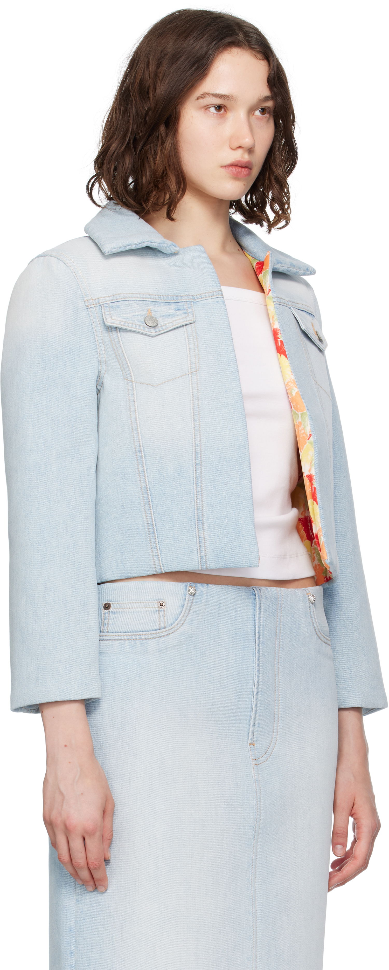Яке Acne Studios Acne Studios Padded Cropped Denim Jacket Синьо | A90642-, 1