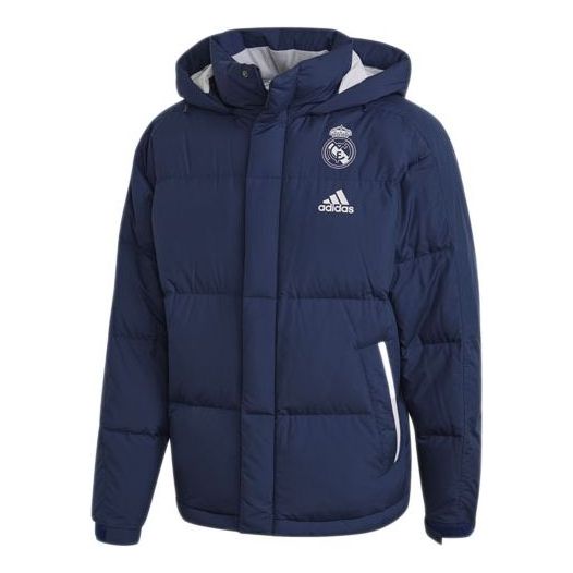 Пухо яке adidas Originals Real Madrid Detachable Hooded Down Jacket Тъмно синьо | FQ3318, 0
