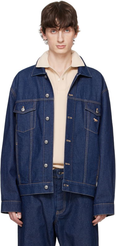 Яке бомбър MAISON KITSUNÉ Maison Kitsuné Profile Fox Denim Trucker Jacket Синьо | OM02103WW0081, 0