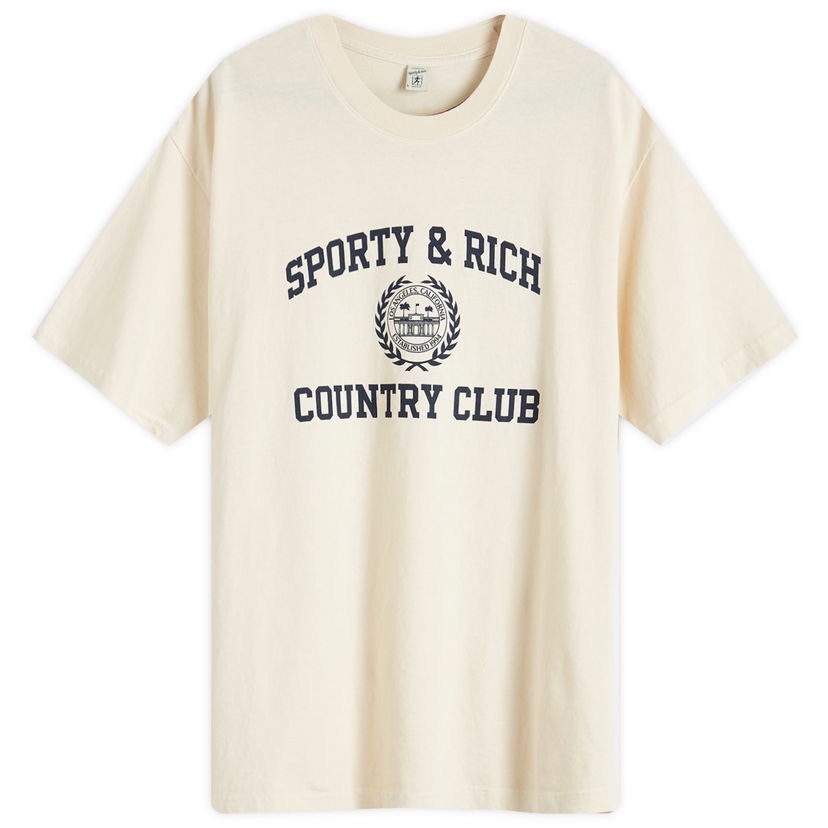 Тениска Sporty & Rich Varsity Crest T-Shirt Бежово | TO042S409VC-49