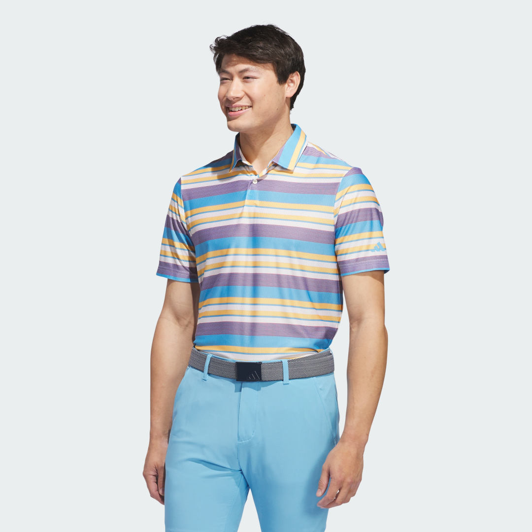 Поло тениска adidas Performance Striped Short Sleeve Polo Shirt Синьо | IQ2944, 0