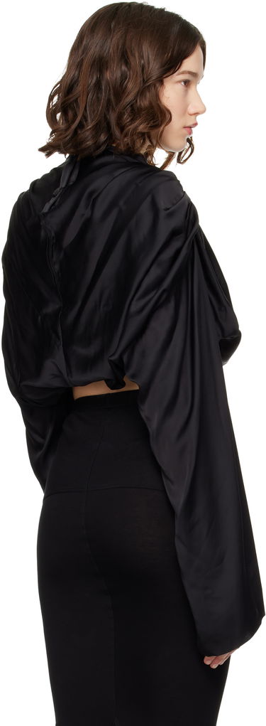 Съкратен топ Rick Owens Rick Owens Hollywood Claudette Draped Crop Top Черно | RO01E7264 SCH, 2